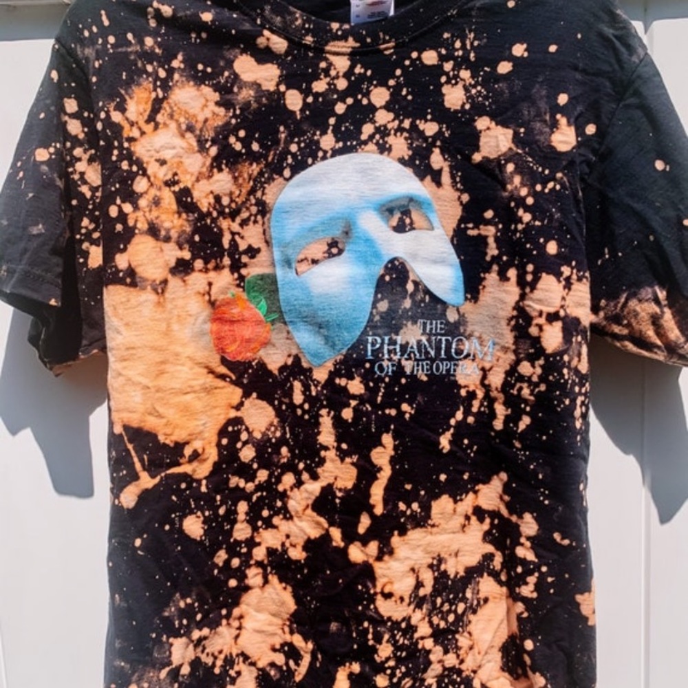 Phantom of The Opera Broadway Show Theatre Bleached Tie Dye Tee Size M Vintage